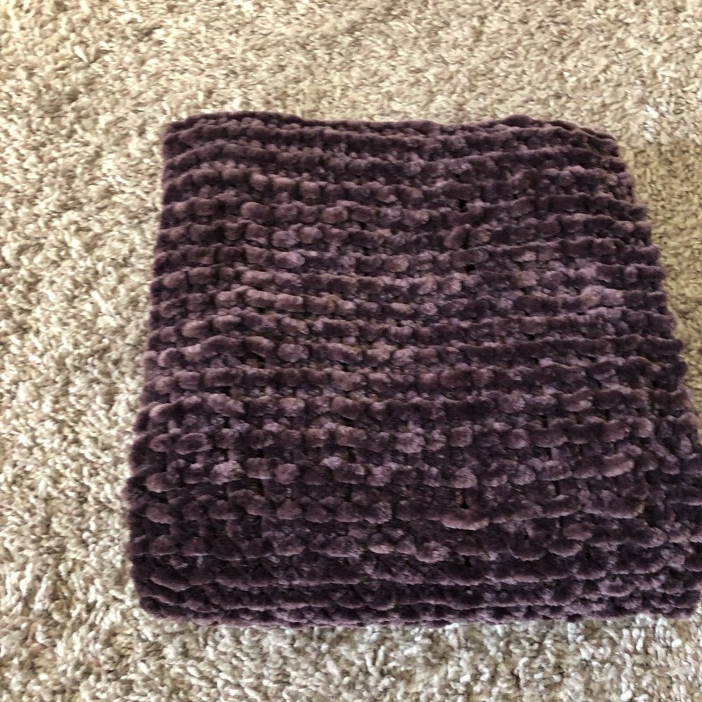 Hand knitted grape colored scarf